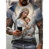Jesus Christus Muster T-Shirt für Männer Heilige Mutter und Sohn 3D Druck T-Shirts Sommer Locker Kurzarm T-Shirts O-Ausschnitt Tops Streetwear