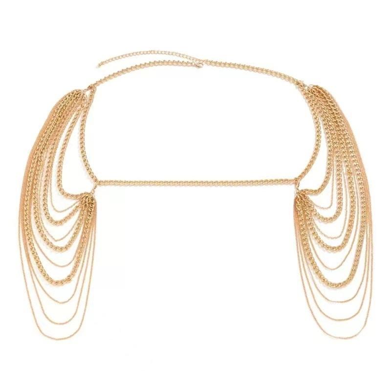 Einzigartige Kreuzkragen-Halskette Luxuriöse Körperkette mit Quasten Schmuck Idol Kostüm Modern Schichtweise für Idol Tänzer