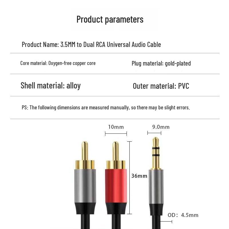 3.5mm to Dual RCA Audio Cable for Speakers and Mobile Devices