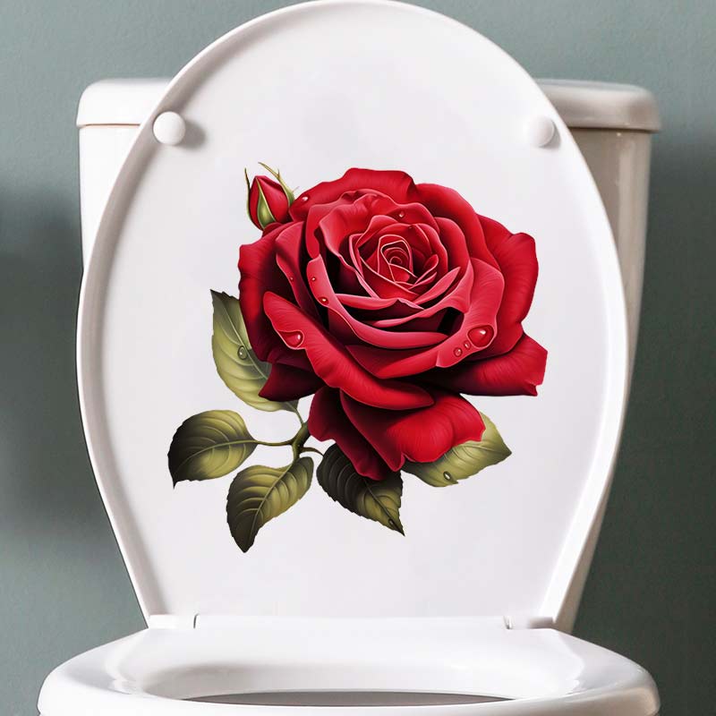 Romantic Rose Wall Sticker Bathroom Toilet Decor Living Room Cabinet Refrigerator Home Decoration Waterproof Decals Stickers S424