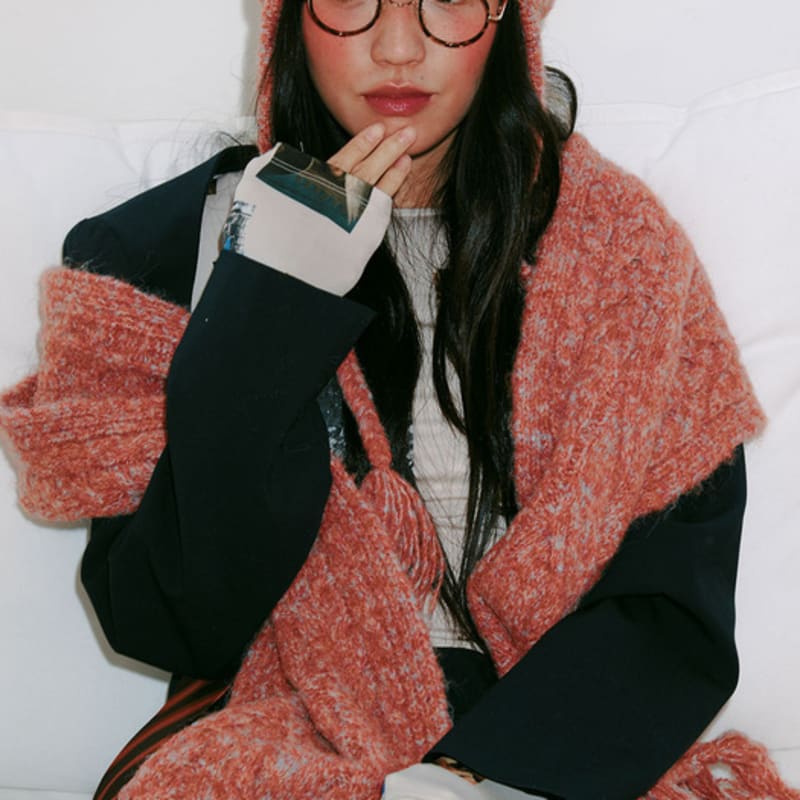 

SNUGGIEST Cable Knit Muffler [Burnt Tangerine] Burnt Tangerine_F