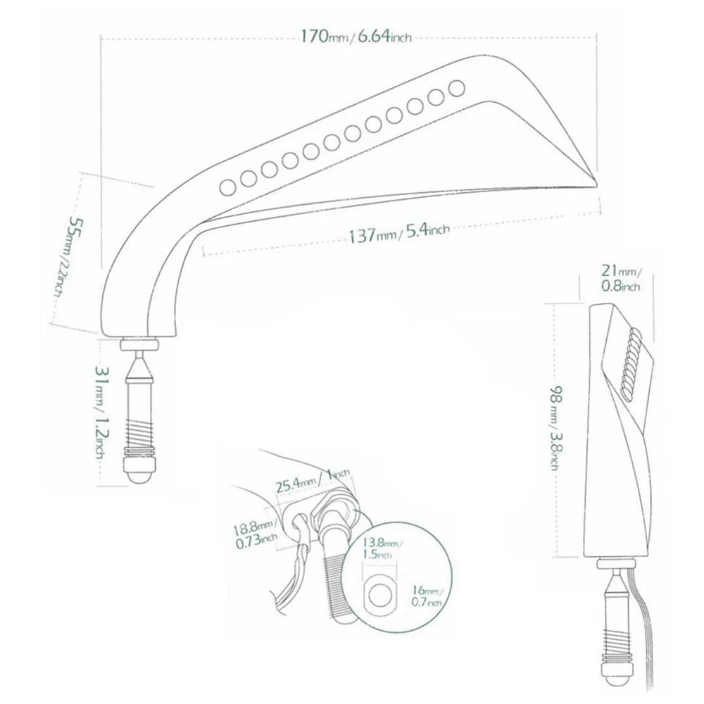 Motorrad Aluminium LED Blinker Chrom 5/16 Zoll Gewinde Rückspiegel