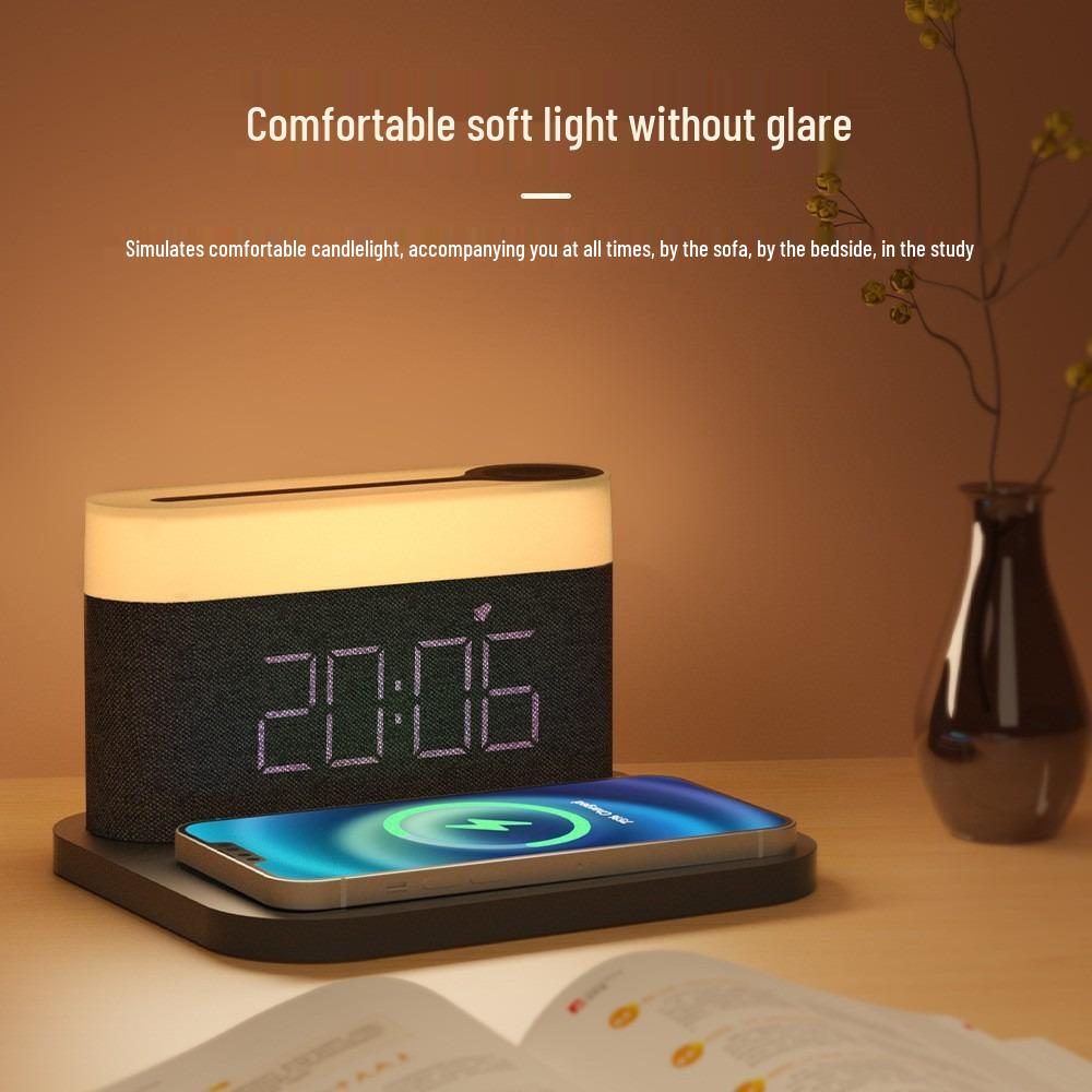 3-in-1 Magnetic 15W Fast Wireless Charger with Touch Dimming Night Light & LED Clock