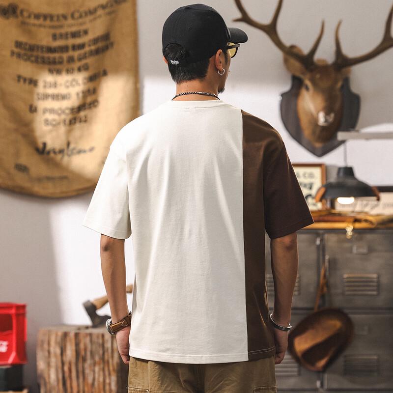 JieLeNuo Men's American Style Color Block Short Sleeve Cotton T-Shirt