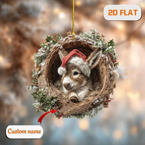 Animal Christmas Ornament 2D Flat Forest Animal Xmas Tree Ornament Acrylic Hanging Woodland Pendant for Garden Tree Home Decor