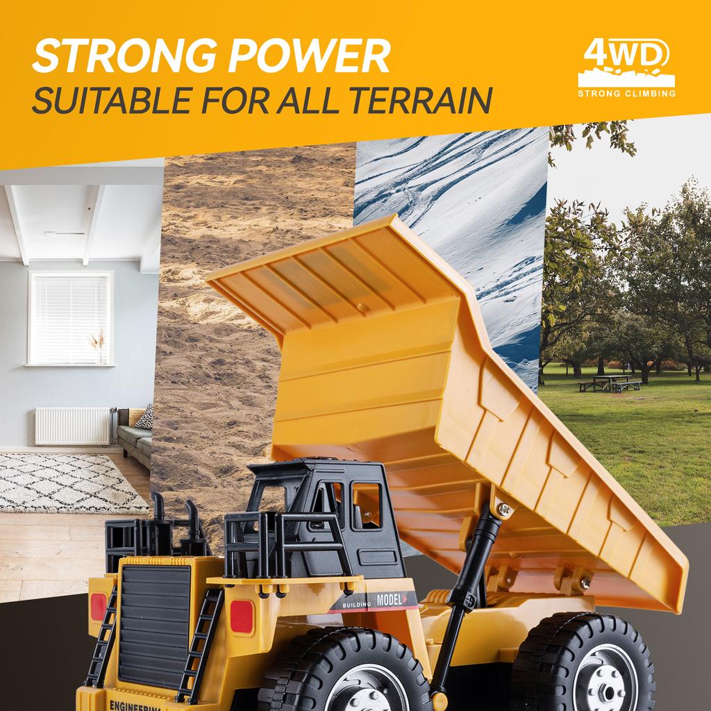 New 2.4G Remote Control Excavator Dump Truck Rc Model Car Toy Professional Alloy Plastic Simulation Construction Vehicle For Kid