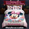 Custom Name Minnie Mouse Ears Pink Bow Duvet Cover Set - Without Core and Quilt, Machine Washable