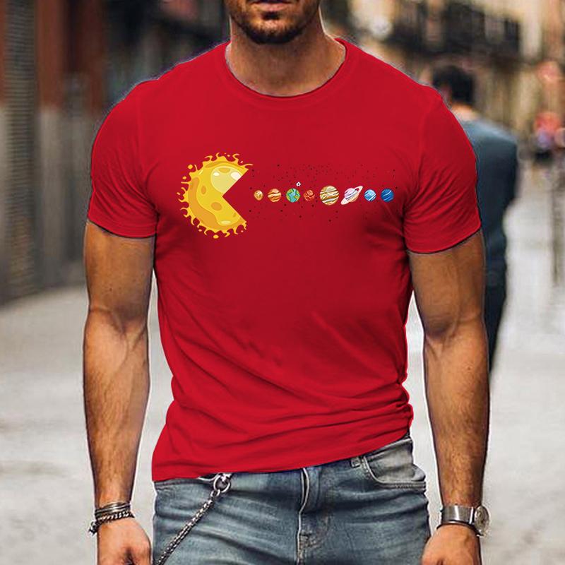 Solar System Funny Planet Sun and Astrology T-shirt Herr Kortärmad T-shirt för Herr Street Shirts Toppar Oversized Herr Tee Shirt