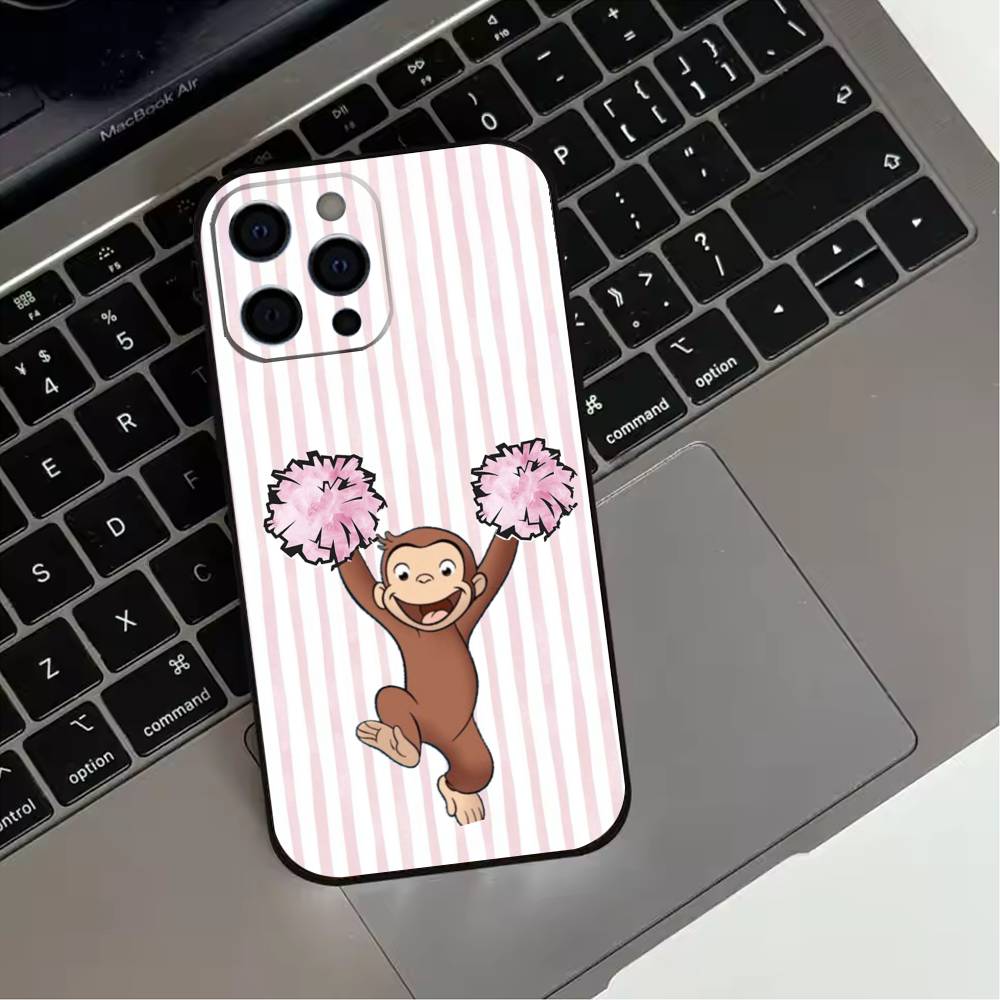 Mokey C-Curious G-Georges Phone Case For iPhone 17,16,15,14,13,12,11 Plus,Pro Max,XS,Soft Silicone Black Cover