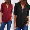 Stylish Womens Loose Fit Vneck Blouse With Splicing For Casual And Work Outfits