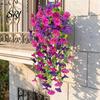Water-free Flower Decor Artificial Flowers for Outdoor, Fake Hanging Morning Glory with Eucalyptus Leaves, UV No Maintenance Resistant Faux