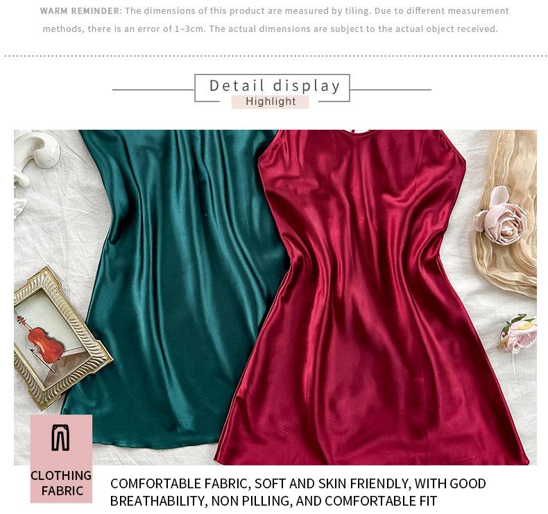Robe de nuit sexy à fines bretelles en soie glacée: Pyjama d'été décontracté style européen et américain