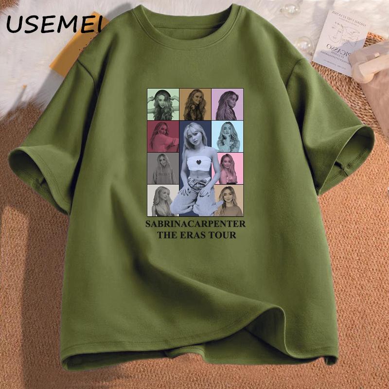 T-shirt Vintage Sabrina Carpenter Eras Tour Merch Fan de Musique Pop T-shirt Coton Manches Courtes Streetwear Vêtements Femme Oversize