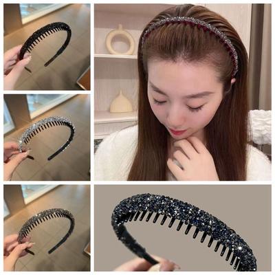 Plastic Rhinestone Headband Make Up  Hair Hoop Retro Hairband  Female
