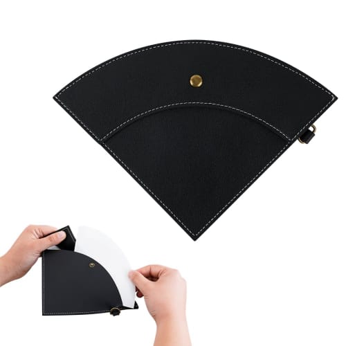 Watchget Coffee Filter Case for Paper Filters, 1-2 Cups/1-4 Cups, PU Leather, Conical/Trap Shape, Black, for Outdoor Camping