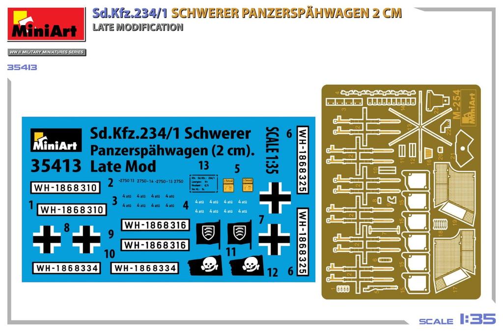 MiniArt Heavy Armored Reconnaissance Vehicle Gun Late Model Plastic Model MA35413 1/35 Sd.Kfz.234/1 (2cm Mounted) (Military Vehicle)