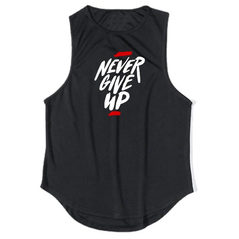 

Muscleguys Never Give Up Mens Training Exercise Sleeveless T-shirts Loose Mesh Quick-Drying Running Muscle Bodybuilding Fitness Sports Vest M чорний
