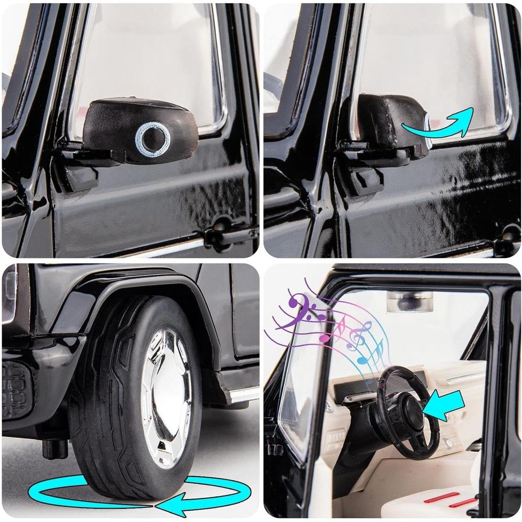 1/24 Scale Benz EQG SUV Model Car Electric Vehicle, Zinc Alloy Pull Back Toy Car with Sound and Light for Kids Boy Girl Gift