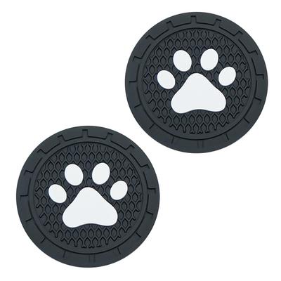 Kaymaz Araba Bardak Altlıkları, Silikon Bardak Tutucu, Ayak İzi İçecek Tutucu, Isıya Dayanıklı, Yıkanabilir, Siyah, Yuvarlak, 70mm Çap, 2'li Paket