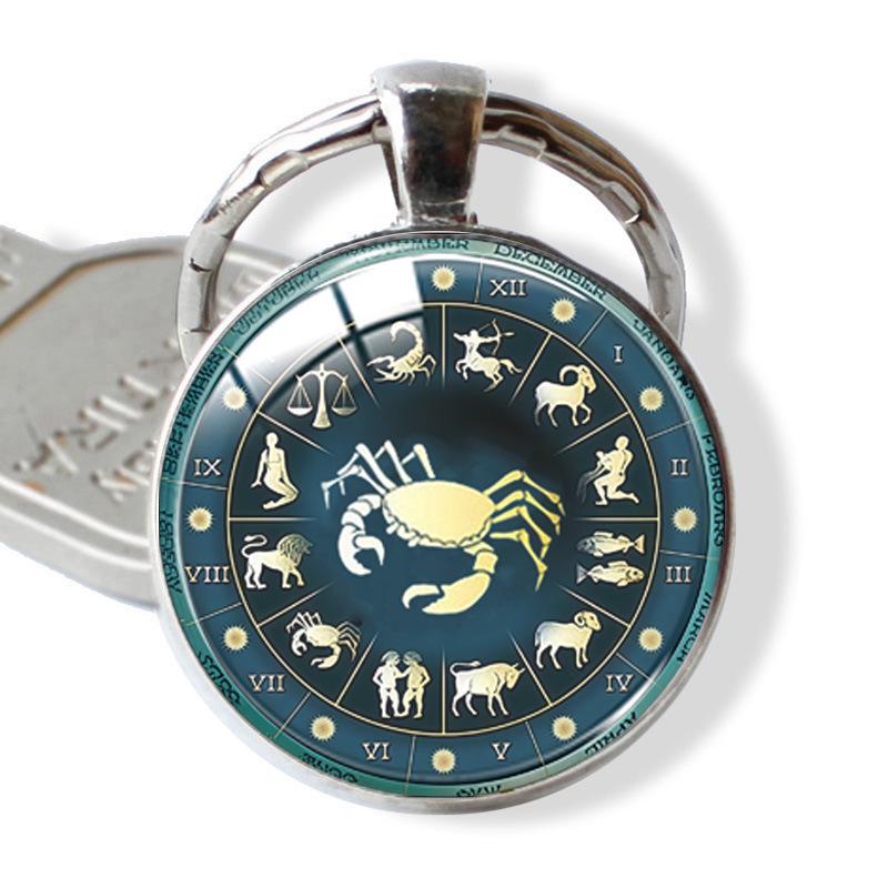 Twelve Constellations Astrolabe Keychain Pendant