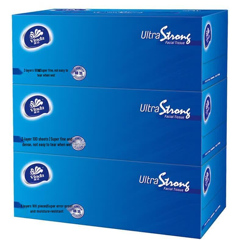 Vinda Ultra-Tough 3-Ply Soft Wet Facial Tissues
