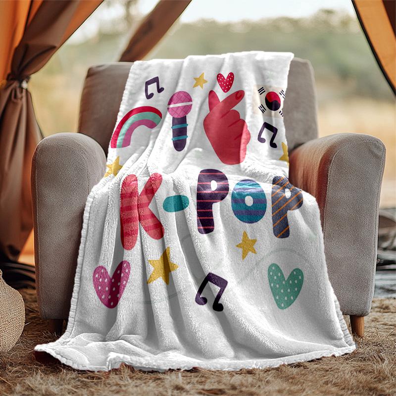 Kpop Flannel Blanket Soft Warm All-Season Throw, Design for Camping, Car Travel, Hiking Sofa, Bed, Office Perfect Gift for Parties