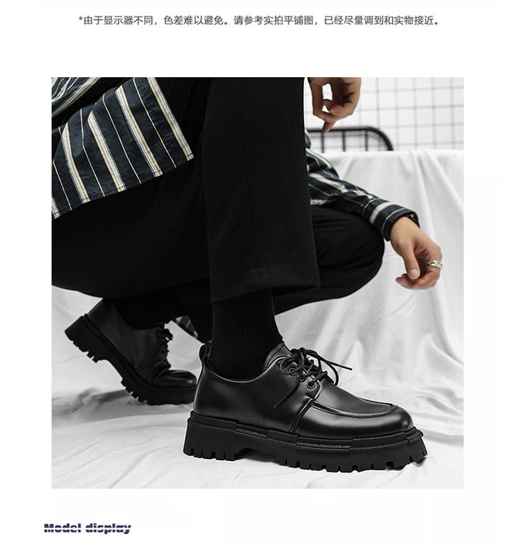 Autumn 2025 New Men's Shoes Winter British Business Sports Casual Pure Black Leather Shoes Work Trend Shoes