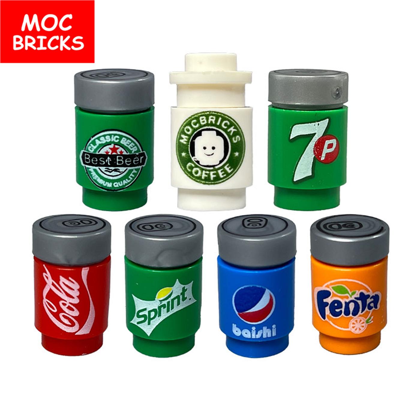 Wucifang Bags Unisex Kids 10Pcs My Own Creation Blocks Mini Canned Beverage Drinks Kitchen Room Add-Ons Assembled Building Blocks Printed Brick 3062B Children Playthings