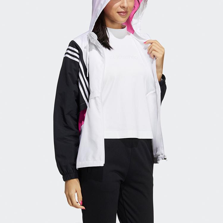 Adidas Neo Damen Color Blocked Logo Bestickt Gestreift Sport Kapuzenjacke Damen Jacken GT1879