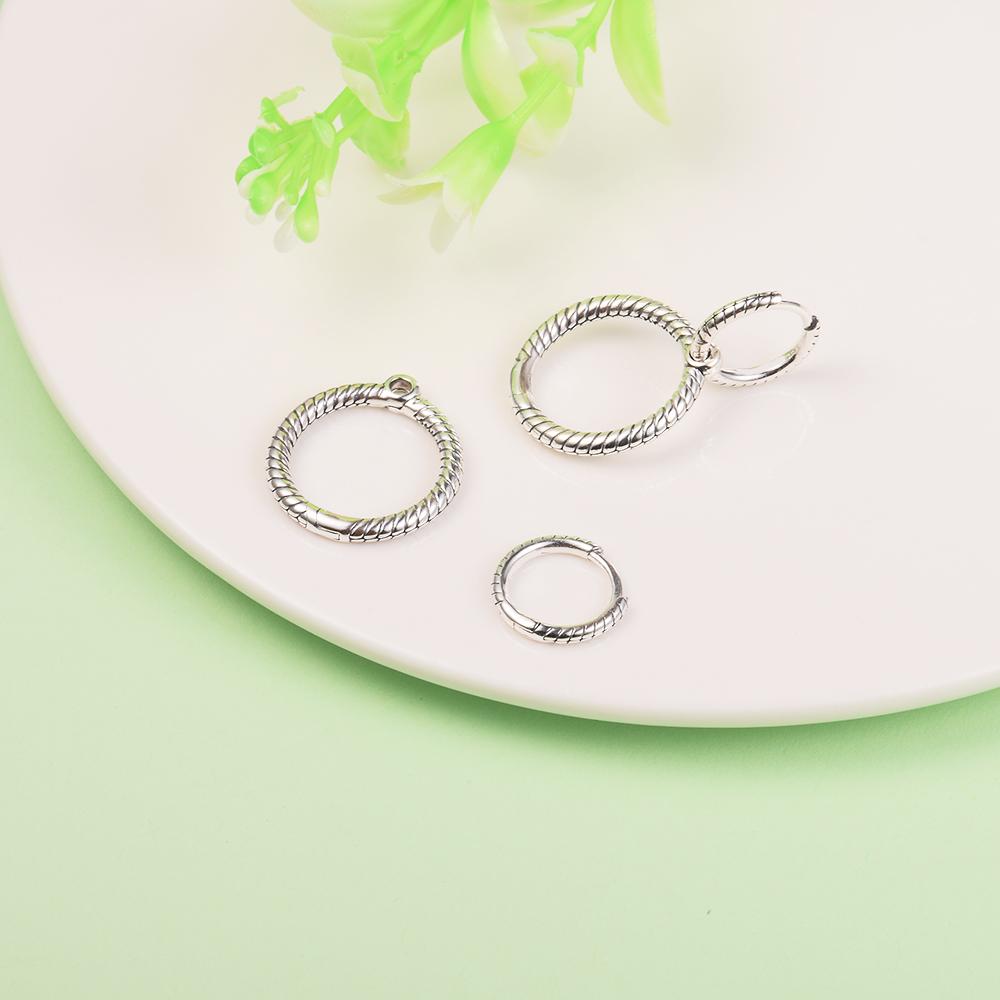 New Moments Charm Cercei cu cerc dublu Bijuterii din argint 925 Cercei nunta pentru femei ureche