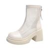 Fashion Women's Mesh Platform Boots Summer Chunky Heel Thick Bottom High Heels Breathable Non-slip Back Zip Shoes Botas  Mujer