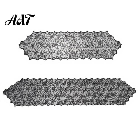 Versatile Coffee Table Runner Spider Web Runner, Black Lace Gothic Tablecloth Cobweb for Halloween Dining Decoration