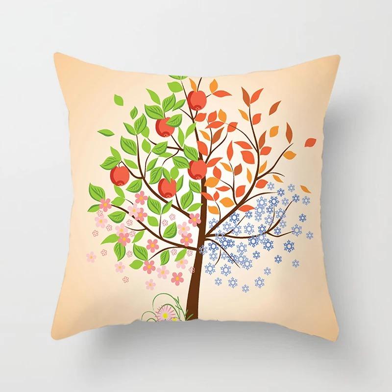 Colorful Tree Pattern Pillowcase Interior Decoration Office Living Room Home Pillowcase