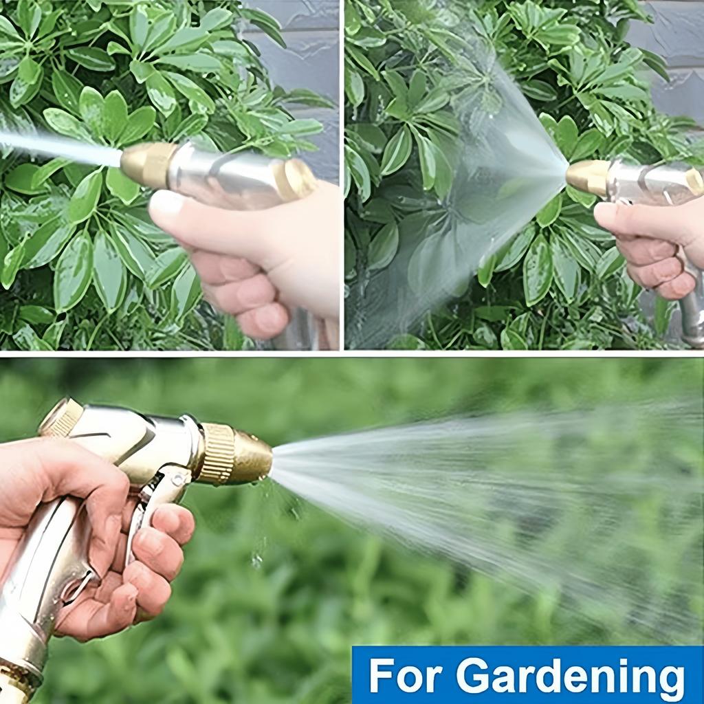 Heavy-Duty Metal Garden Hose Nozzle, 4 Spray Patterns, High-Pressure Gun for Watering, Car Wash, Yard Cleaning, Pet Bathing