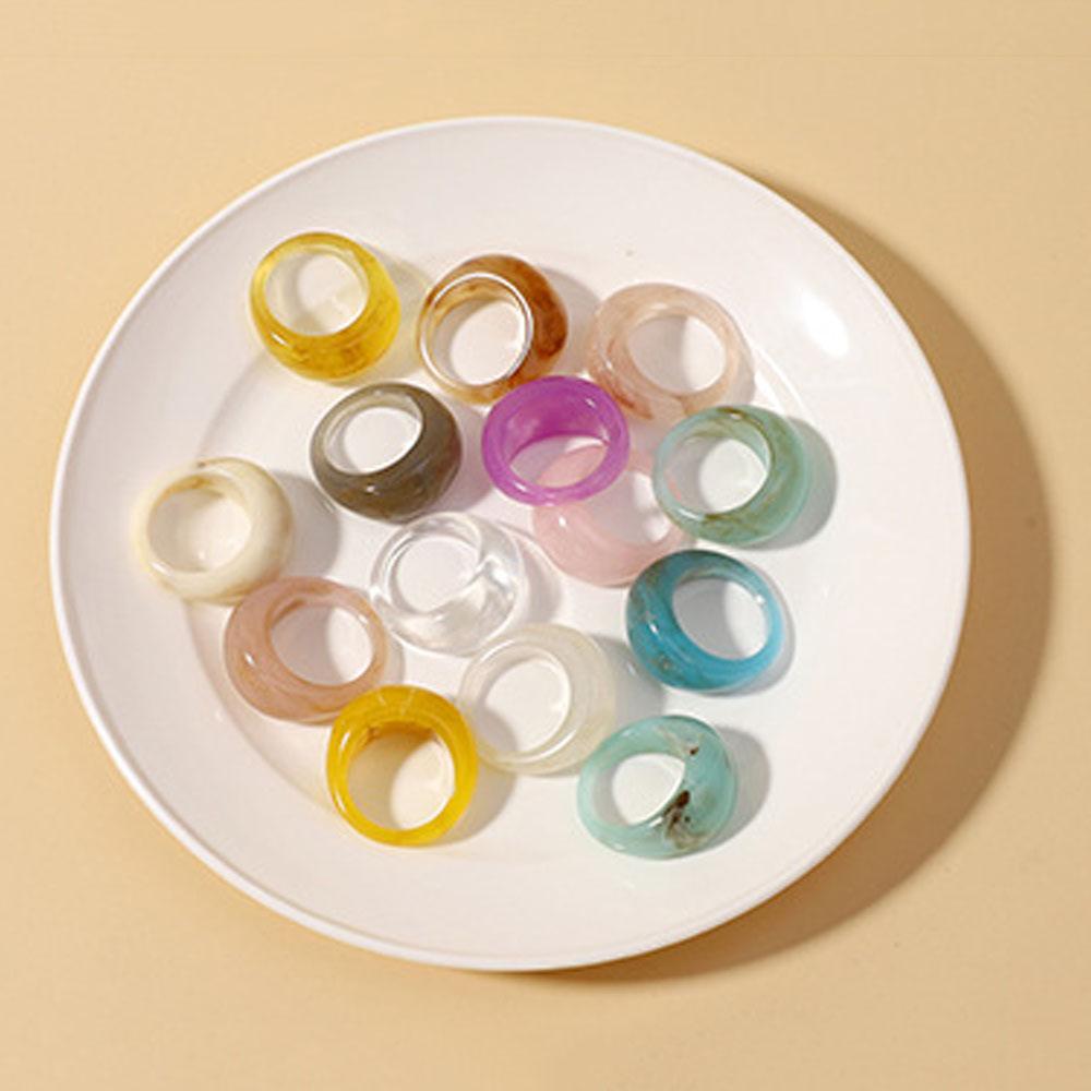Neue Koreanische Bunte Acrylringe Vintage Runde Ringe Für Damen Großer Kpop Fingerring Für Mädchen Punk Harzring Modeschmuck