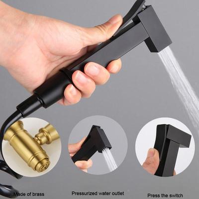 Messing-Bidet-Wasserhahn, einzelner Kaltwasserhahn, Hand-Bidet-Spray, Duschset, WC-Shattaf-Sprayer, Douche, hygienische Dusche, Schwarz