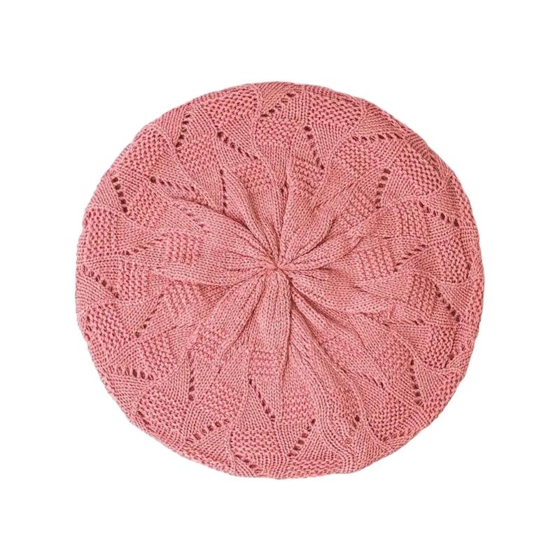 Elastic Stretchy Hollowed Beret Cap Breathable Lady Casual Painter Hat For Office Women and Teens Girl Everyday Wear