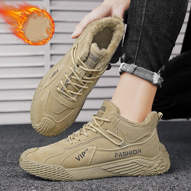 Мужские плюшевые теплые и модные высокие рабочие ботинки — фото 14