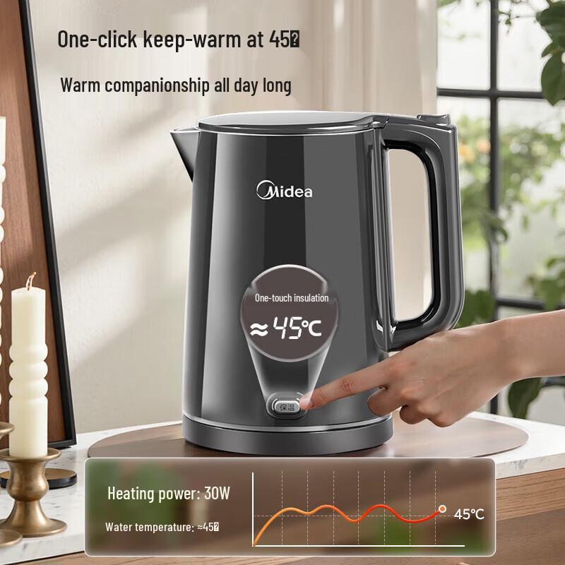 Midea 316L Stainless Steel Smart Electric Kettle CN plug (adapter included)