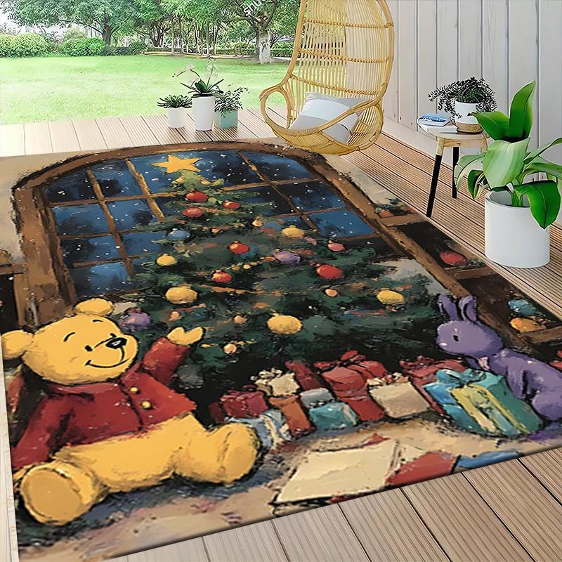 Christmas Winnie Pooh Carpet Rug Soft Washable Anti Slip Home Living Room Sofa Mats Personalized Christmas Rug