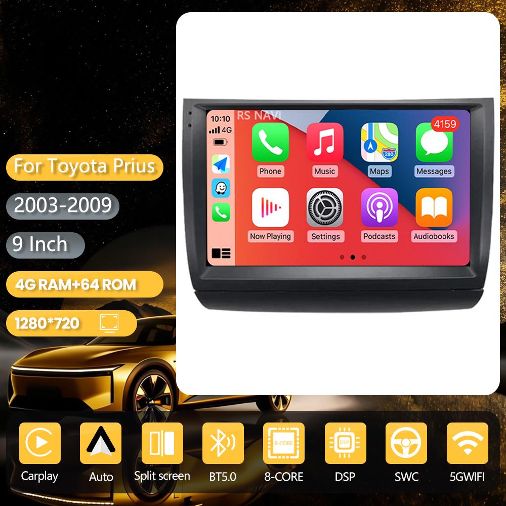 Android 16 for Toyota Prius 20 2002 - 2009 wifi+4G Carplay Car Radio GPS Navigation Multimedia Player Steering Wheel Control