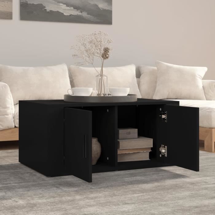 816513 vidaXL Table basse Noir 80x50x36 cm Bois d'ingénierie