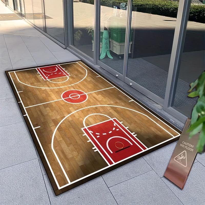 Basketball Court Non-slip Area Rug Machine Washable Large Crystal Velvet Carpet for Living Room Bedroom Decor