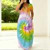 Summer Round Neck Short Sleeve Garment For Plus Size Women Loose Stylish Dress For Indoor Rest And Outdoor Walks