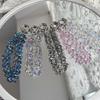 Luxury Glitter Crystal Beads Hand Wrist Strap Chain Lanyard Anti-lost Phone Charm Ornament Keychain Universal 12cm iPhone Redmi