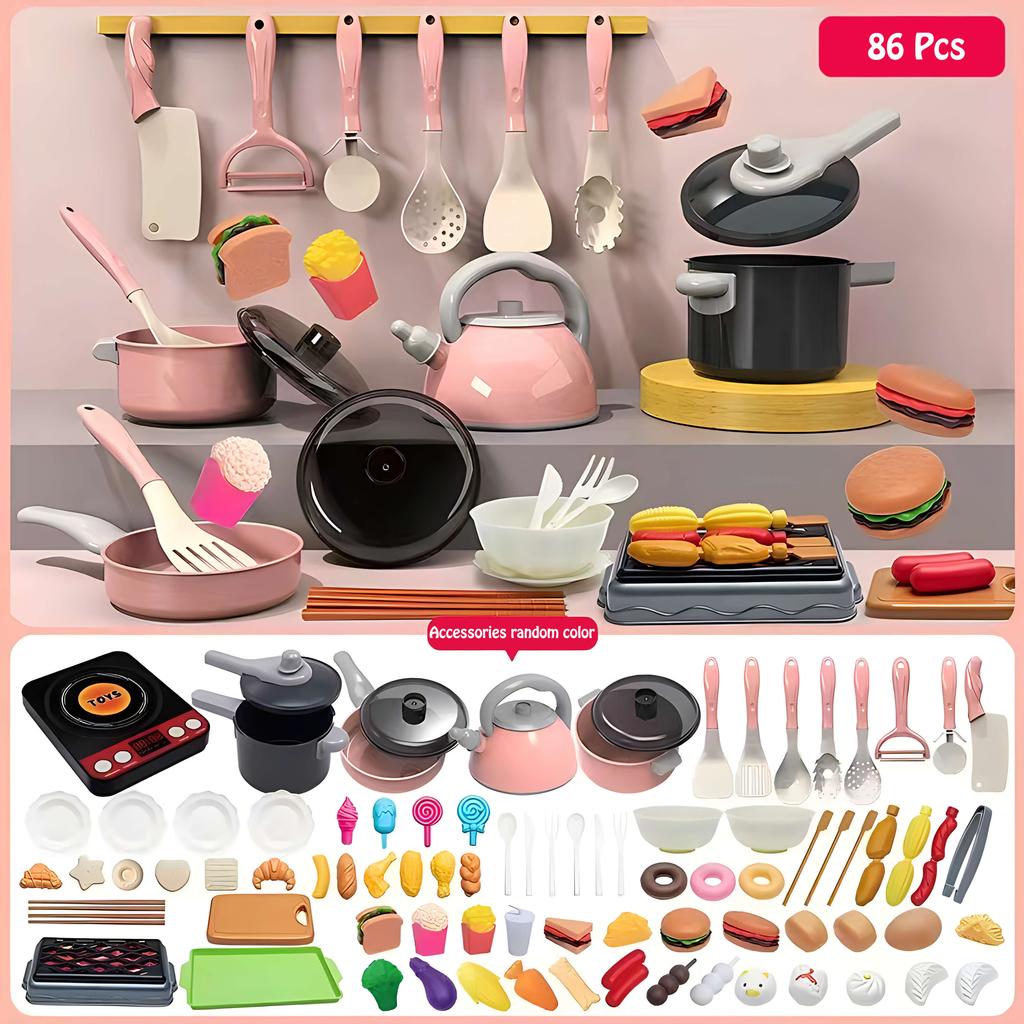 Cutting Fruit Vegetable Play Food Kitchen Toys Set with Cooking Toys Pretend Play Educational Toy for Toddler Children