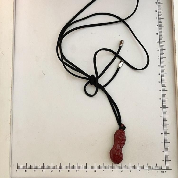 Sophisticated Peanut Necklace Featuring Black Cord Statement Jewelry Trendy Necklace Alloy Texture for Various Occasions