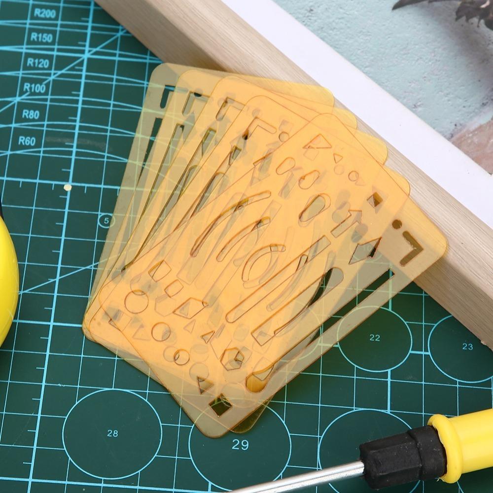 10PCS 27 Holes Erasing Shield Multi-shape Engineering Drafting Ruler Draft Creation оранжевый