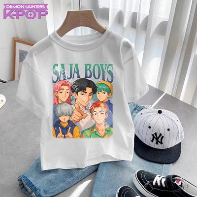 Schattig Cartoon Saja Jongens T-shirts Kpop Demonenjagers T-shirt Kinderen Jongen Meisje Zomer Korte Mouw Ronde Hals Tops Kinderkleding