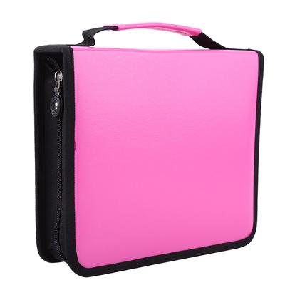 120 Slots PU Leather Foldable Pencil Case Large Capacity Zipper Pen Bag Rose Red